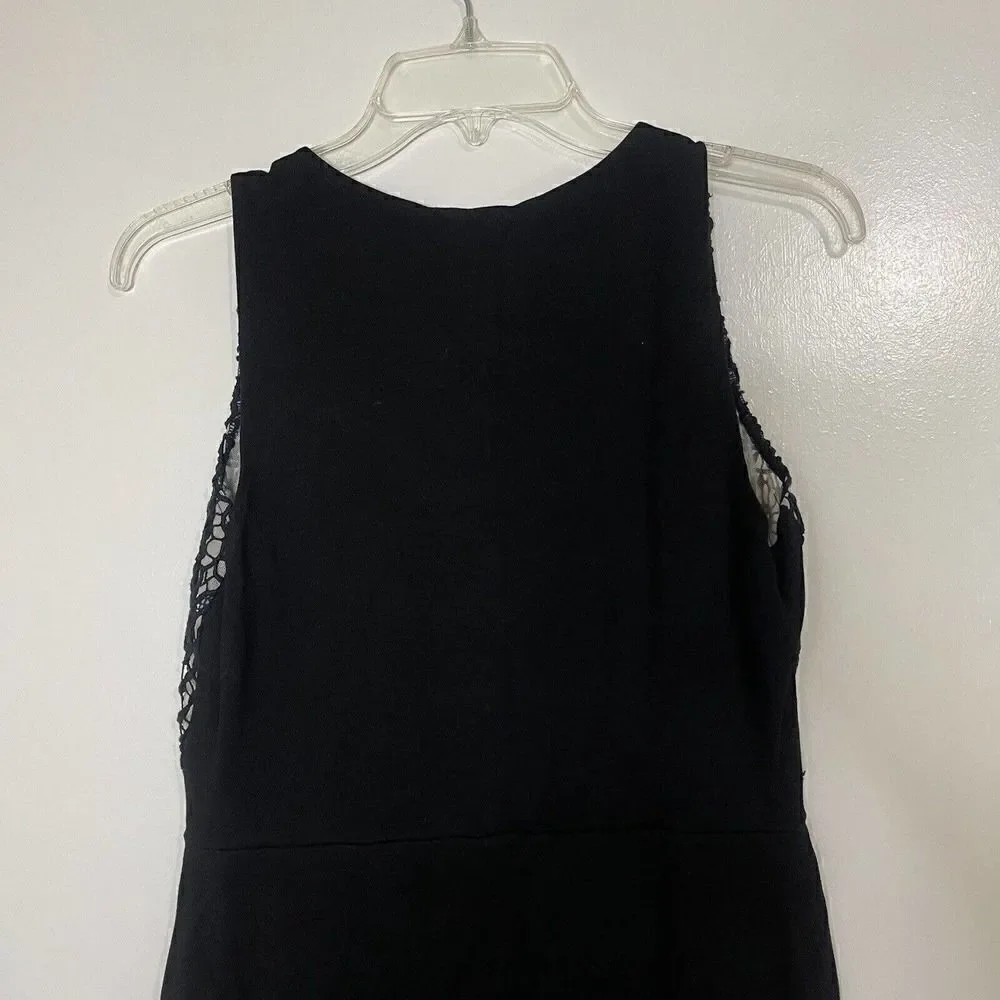 RED Valentino black knit lace overlay sleeveless bodycon dress size Medium